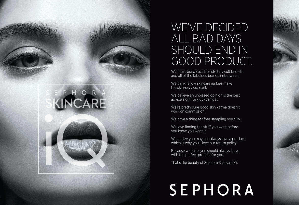 Sephora, Skincare iQ spread ad