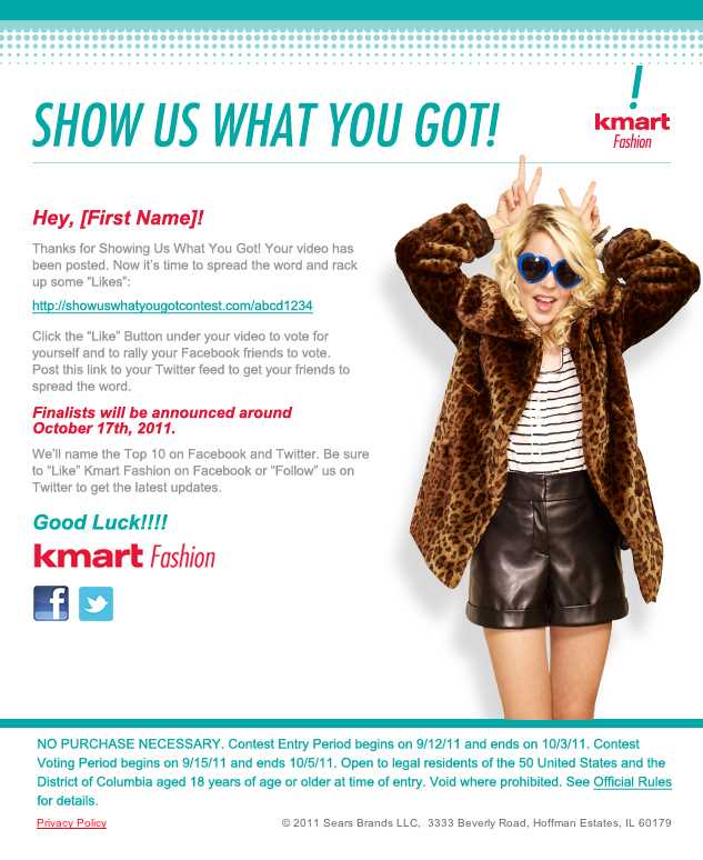 Kmart, Money Can't Buy Style, contest email