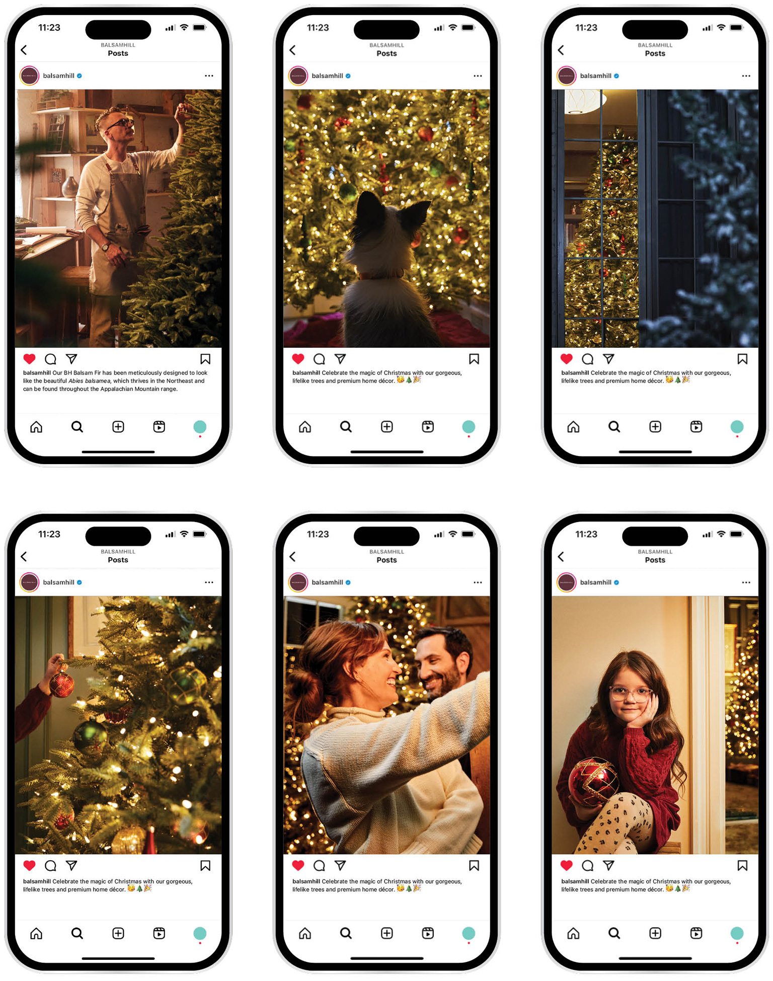 6 social posts for Balsam Hill's holiday campaign